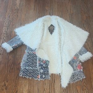 Johnny Was Blue and White Patterned Jacket